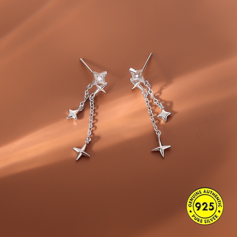 Anting Tusuk Gantung Temperament Bahan Sterling Silver 925 Untuk Wanita