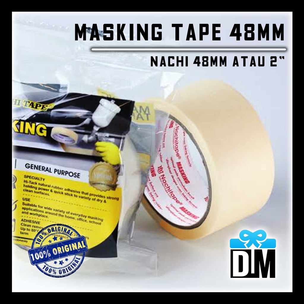 MASKING TAPE 48mm Solasi Lakban Selotip Label Sticker Roll Kertas Kain Washi 4,8 cm / 2 inch Kasa NACHI 100% original JAPAN