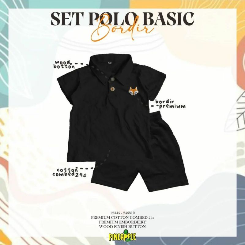 SETELAN POLO BASIC BORDIR PINEAPPLE