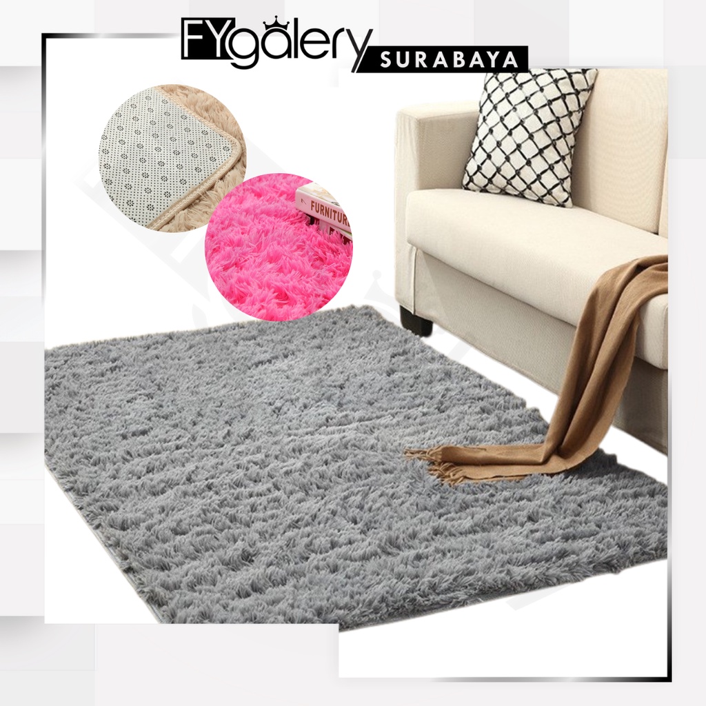 FYGALERYSURABAYA Karpet Bulu Lembut Shaggy Velvet Aesthetic Yoga Anti Skid Uk. 150x100cm