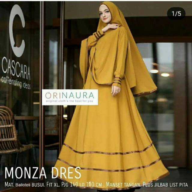 Gamis Syari Wanita Asdf Maxi Dres Putih Benhur Biru Tosca