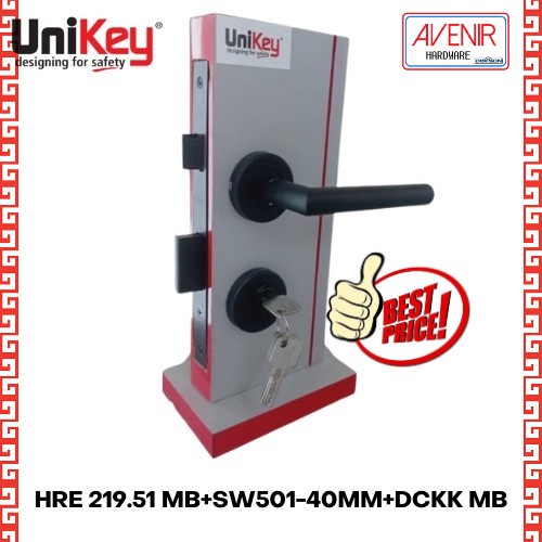 UNIKEY HRE 219.51 Hitam HANDLE ON ROSE HRE 219.51 Matt Black Complete set HANDLE KUNCI PINTU HITAM K