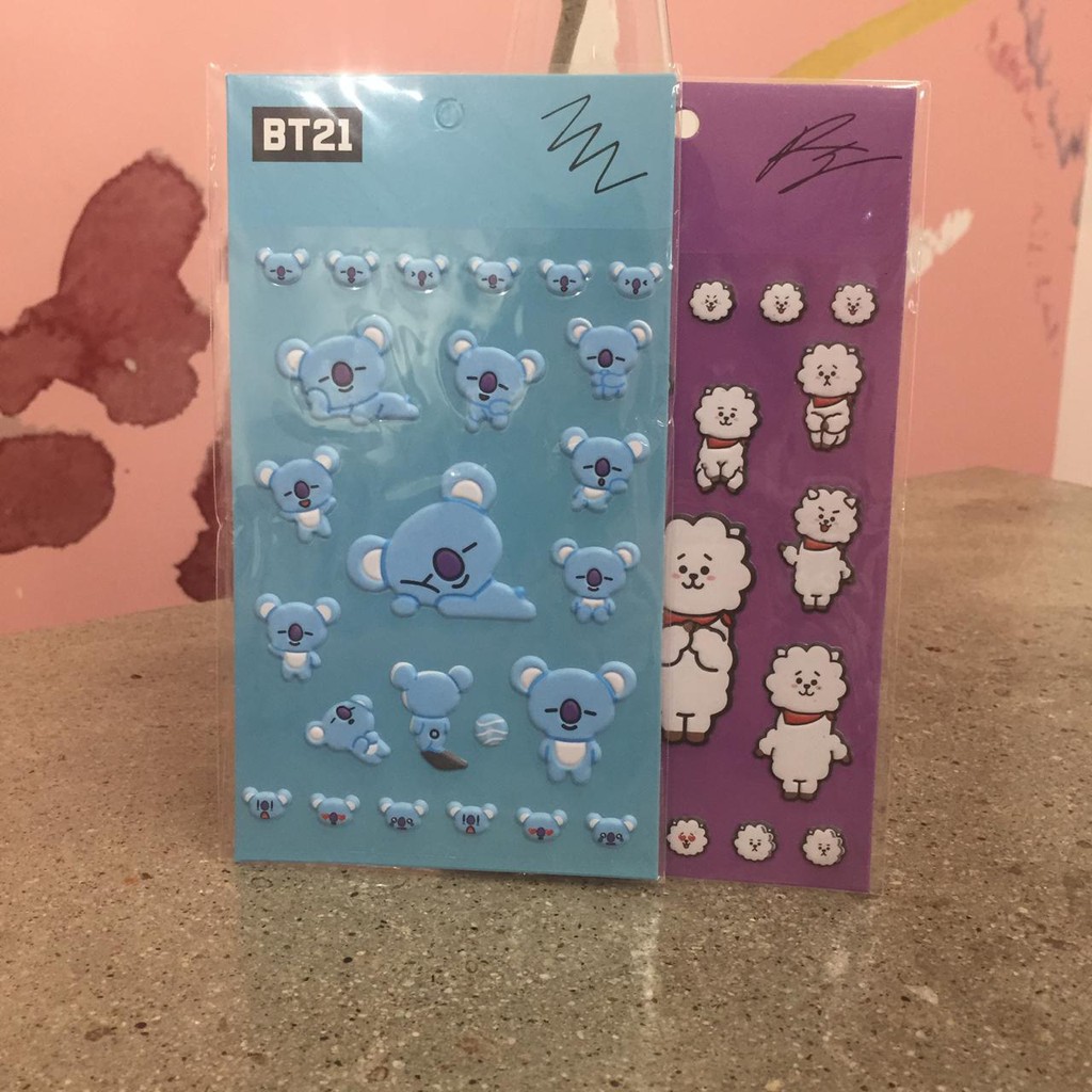 STICKER BT21 TIMBUL GAMBAR 3D BANGTANBOYS LABEL BERGAMBAR BT21 MURAH LUCU LABEL BANGTANBOYS IMPORT