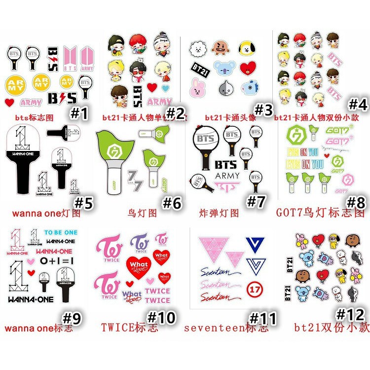 [Bayar Di Tempat]Kpop BT21 BTS GOT7 EXO WANNAONE TWICE Stickers stiker