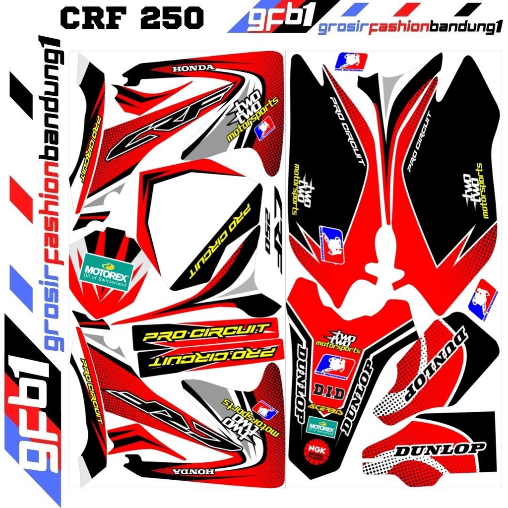 Decal Motor cross Trail Adventure CRF 250cc Variasi Dunlop Pro Racing