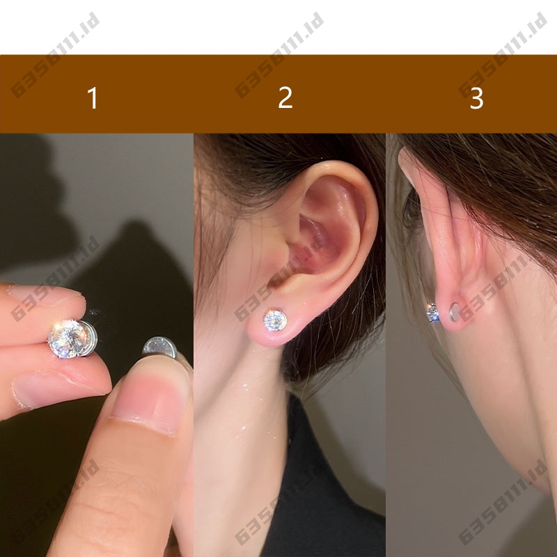 Anting clip on magnet Single non Berlubang Untuk Wanita Dan Pria Aksesoris Berlian glitter Korea