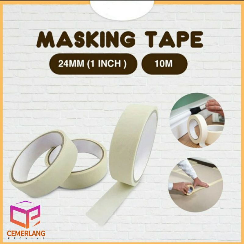 

LAKBAN ISOLASI SELOTIP KERTAS MASKING TAPE KUNING 1" 1 in inch inchi