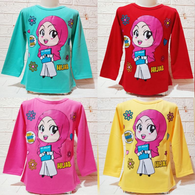 kaos anak perempuan lengan panjang bahan katun 30s sablon kaos anak perempuan lengan panjang bahan katun 30s sablon