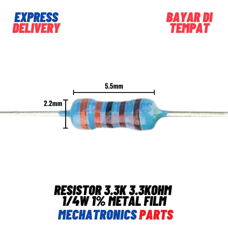 [PAS-0052] 10X RESISTOR 3.3K 3.3KOHM 1/4W 1% METAL FILM