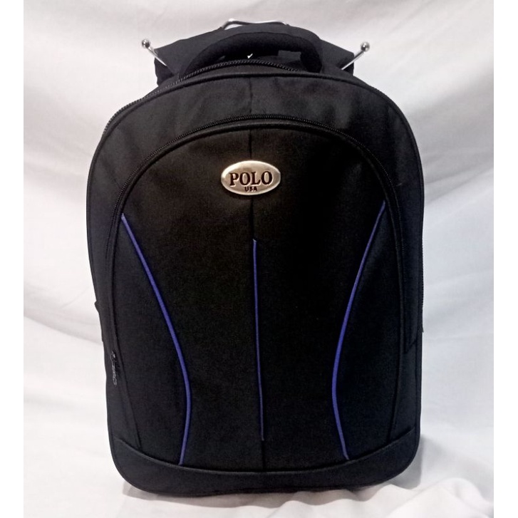 Tas Ransel Polo Pria tas ransel laptop tas sekolah (List biru)