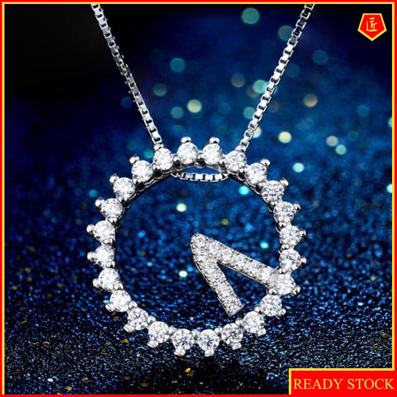 [Ready Stock]Super Flash Zircon Clock Pendant Silver Necklace Special-Interest Design