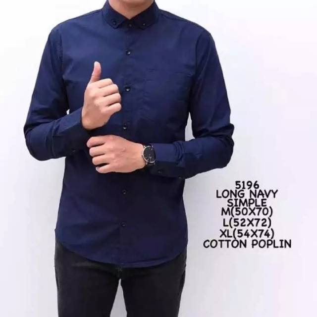 Kemeja Lengan Panjang Pria Laki laki Polos Kerja Kasual Formal Kantor Slim Fit