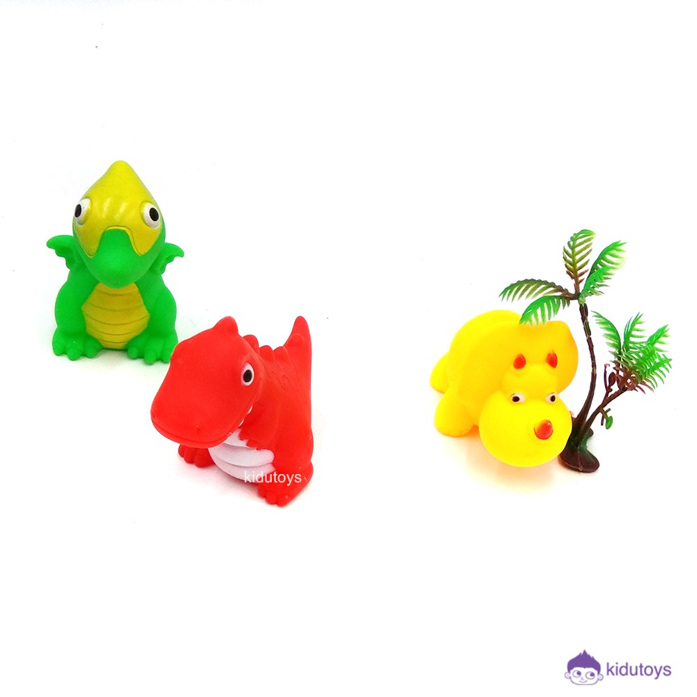 Mainan Anak Bayi Karet Binatang Bunyi Suara / Mainan Mandi Anak / Vinyl Kaili Dino Isi 6pcs Kidu Toys