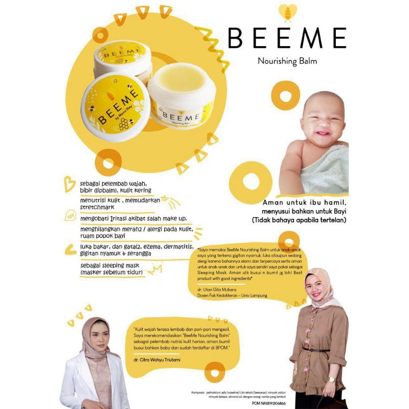 (MITRA RESMI) BEEME NOURISHING BALM SKINCARE IBU DAN ANAK FREE GIFT