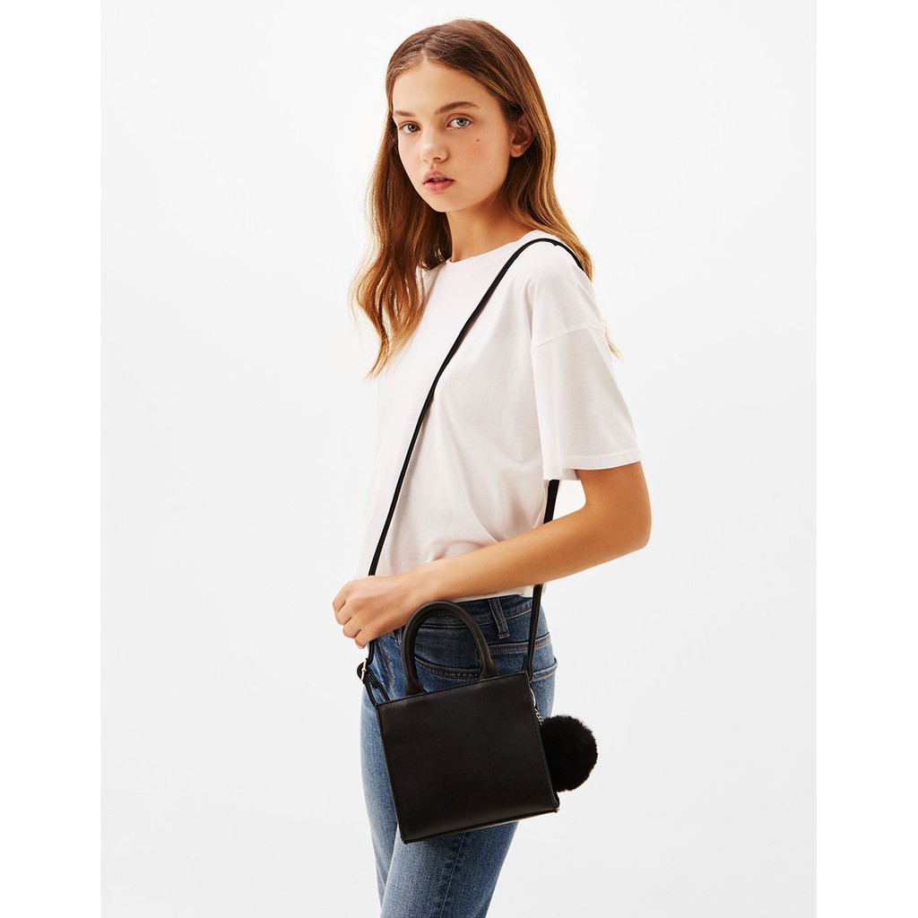 Jastip bershka Mini tote bag with pompom