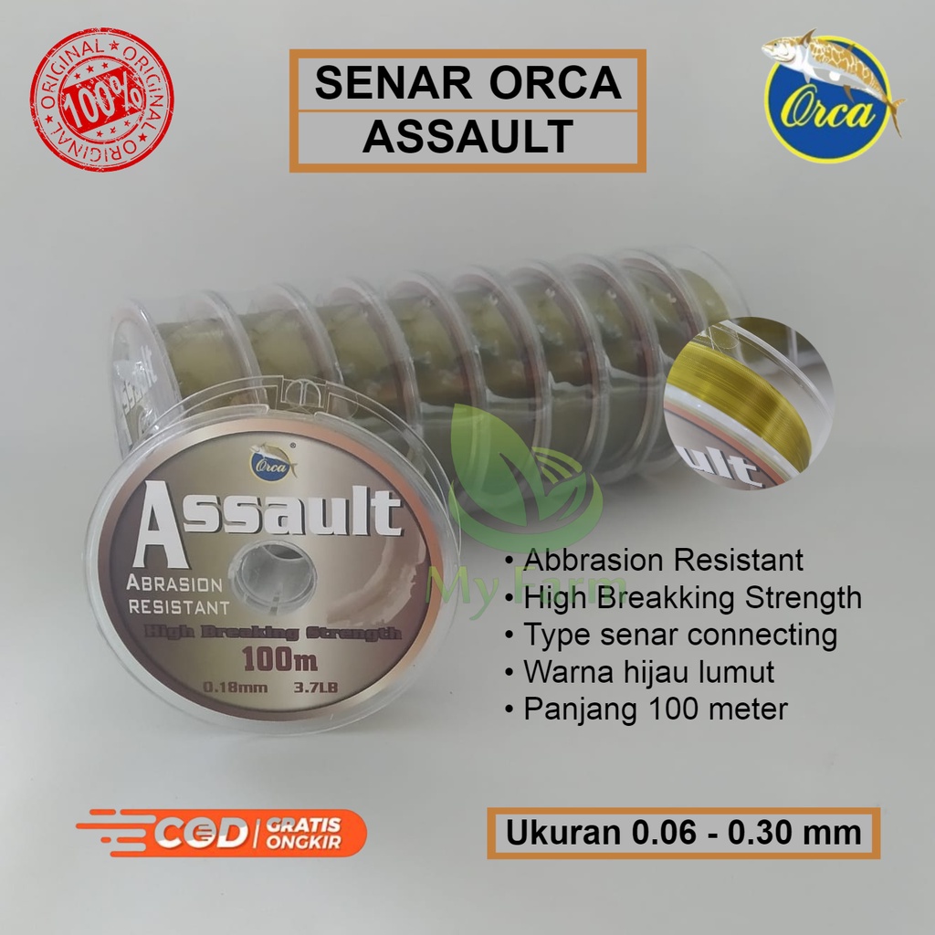 Senar Orca Assault Panjang 100 Meter Benang Kenur Tali Pancing Warna Hijau Lumut Cepat Tenggelam Kua