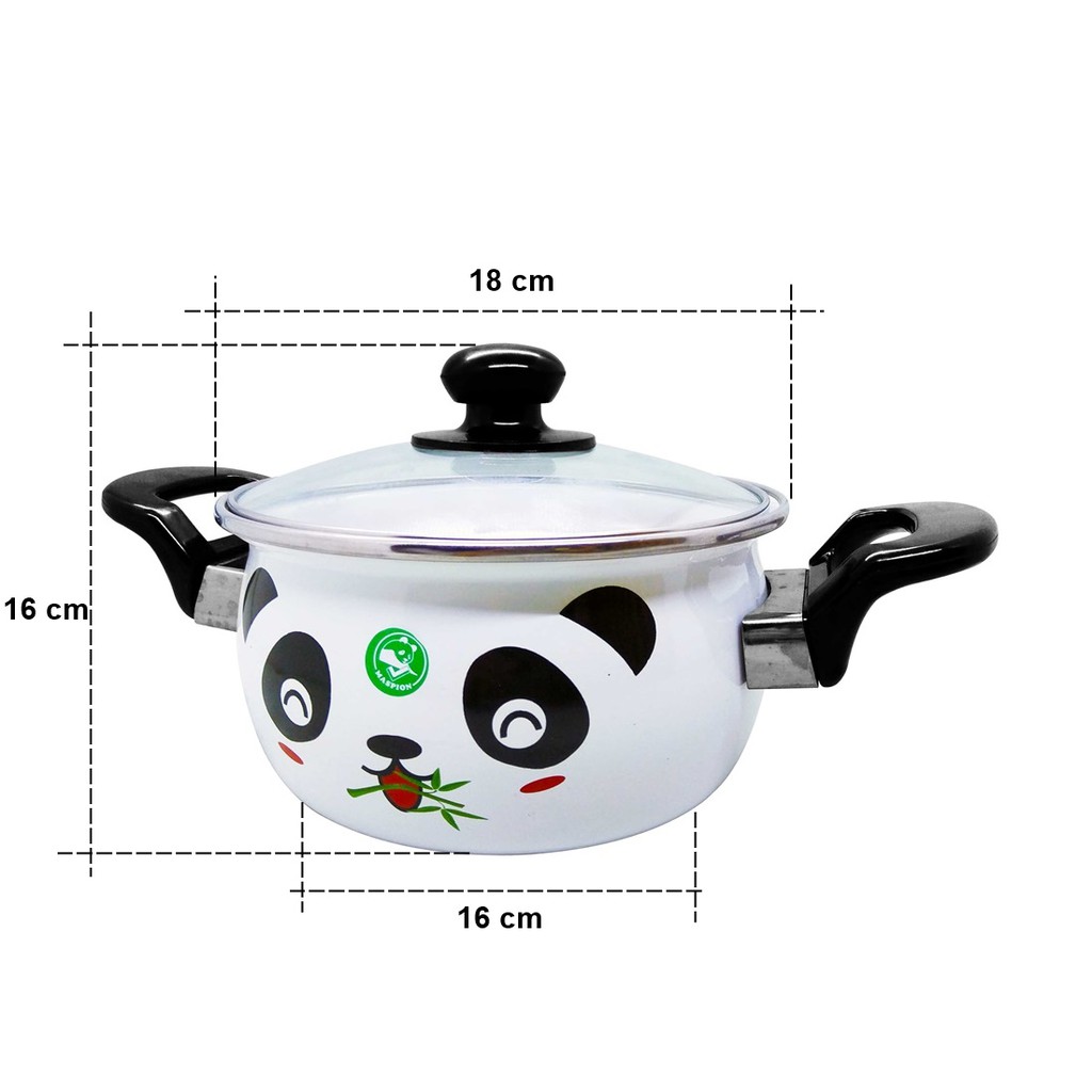 Maspion Panci Enamel Hello Panda 18 cm - Putih