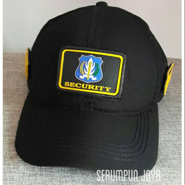TOPI SECURITY LOGO BIRU - TOPI SECURITY LOGO BIRU 3 PATCH VELCRO HITAM