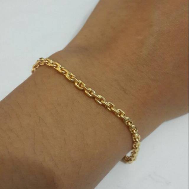 Gelang nori rantai medan kecil lapis emas 24k