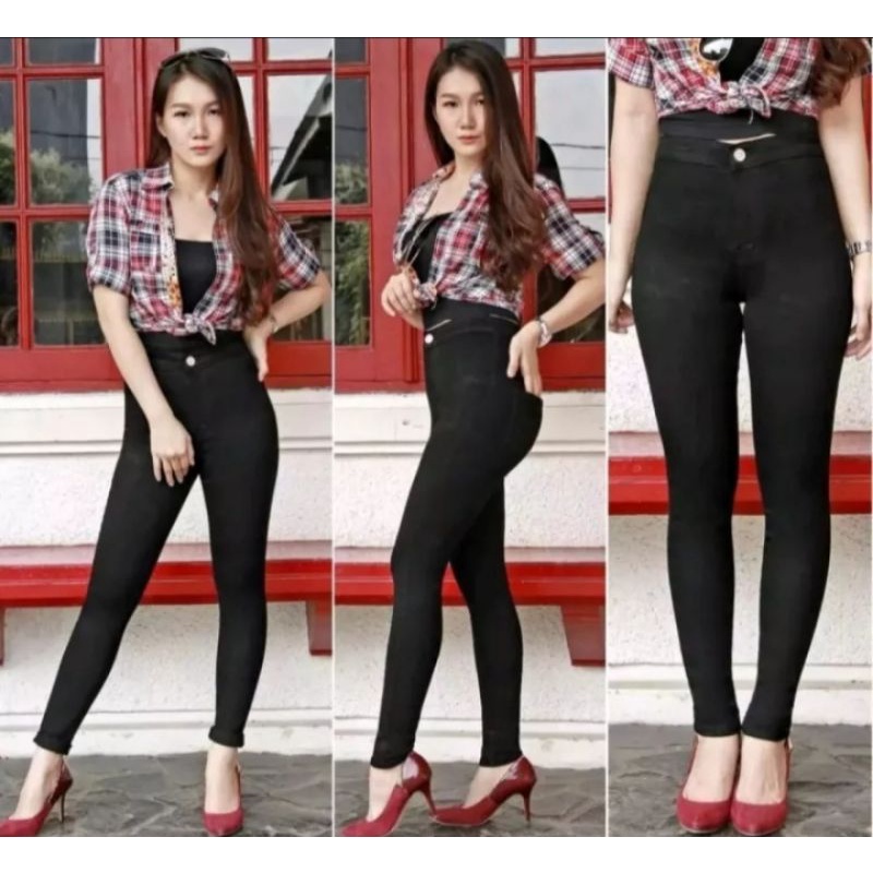 Celana jeans wanita hight waist-celana panjang wanita size 27-34