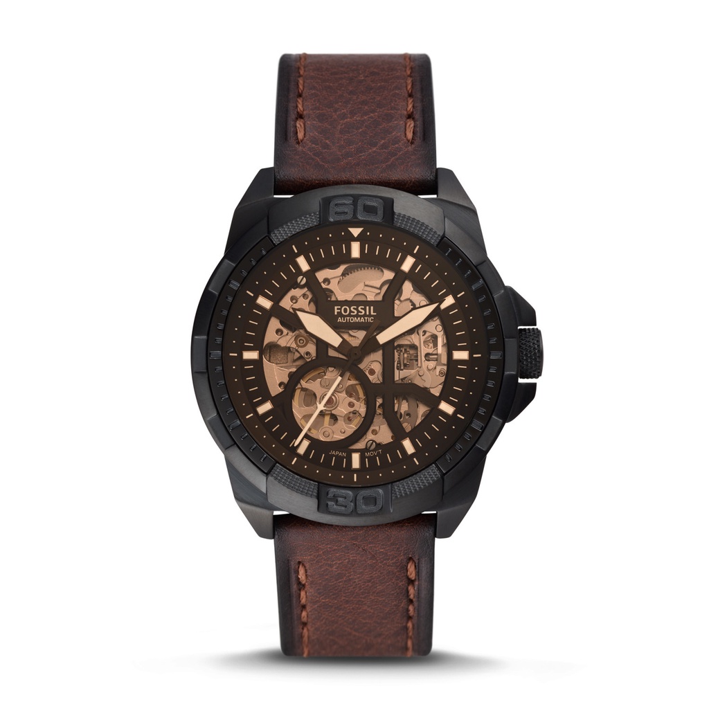 Fossil Bronson Automatic Brown Leather Jam Pria - ME3219