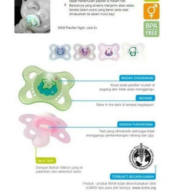 Mam Pacifier NIGHT / AIR / ORIGINAL 0+ / 6+ Empeng Soother Orthodontic Free Steriliser Box BPA Free