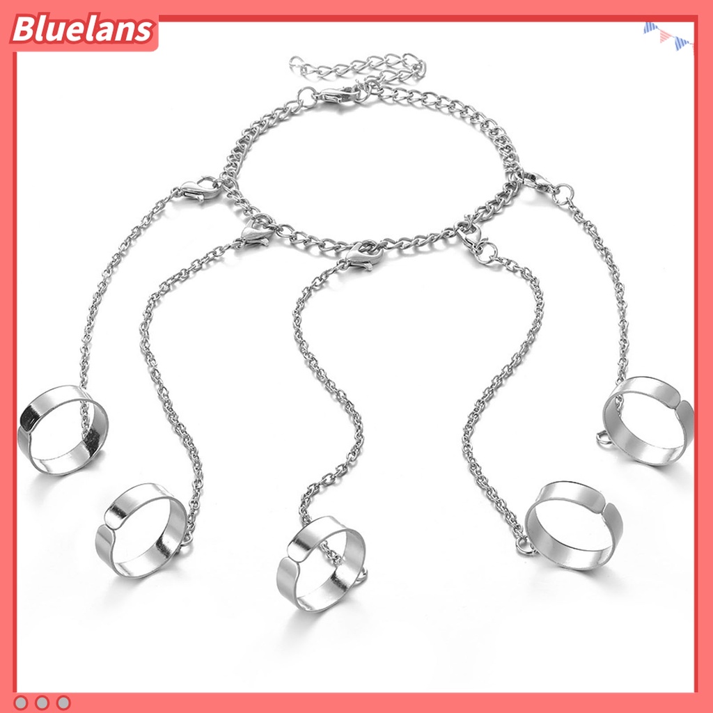 Gelang Rantai Multilayer Warna Silver Gaya Punk Untuk Pria