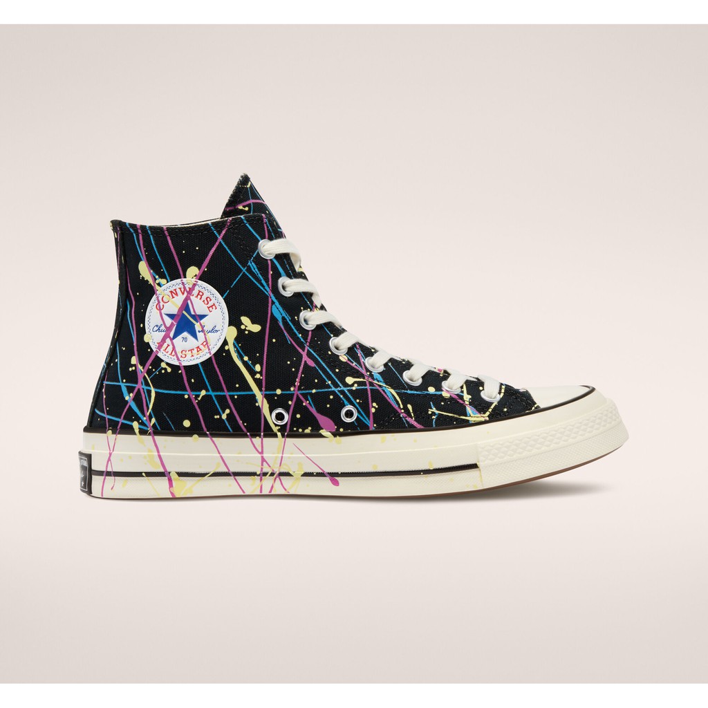 CONVERSE CHUCK 70s Hi ARCHIVE PAINT SPLATTER - BLACK HYPER MAGENTA EGRET