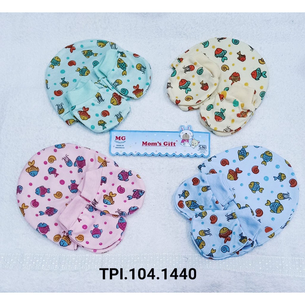 TOPI KUPLUK BAYI SET SARUNG TANGAN DAN KAKI  MG KP 011