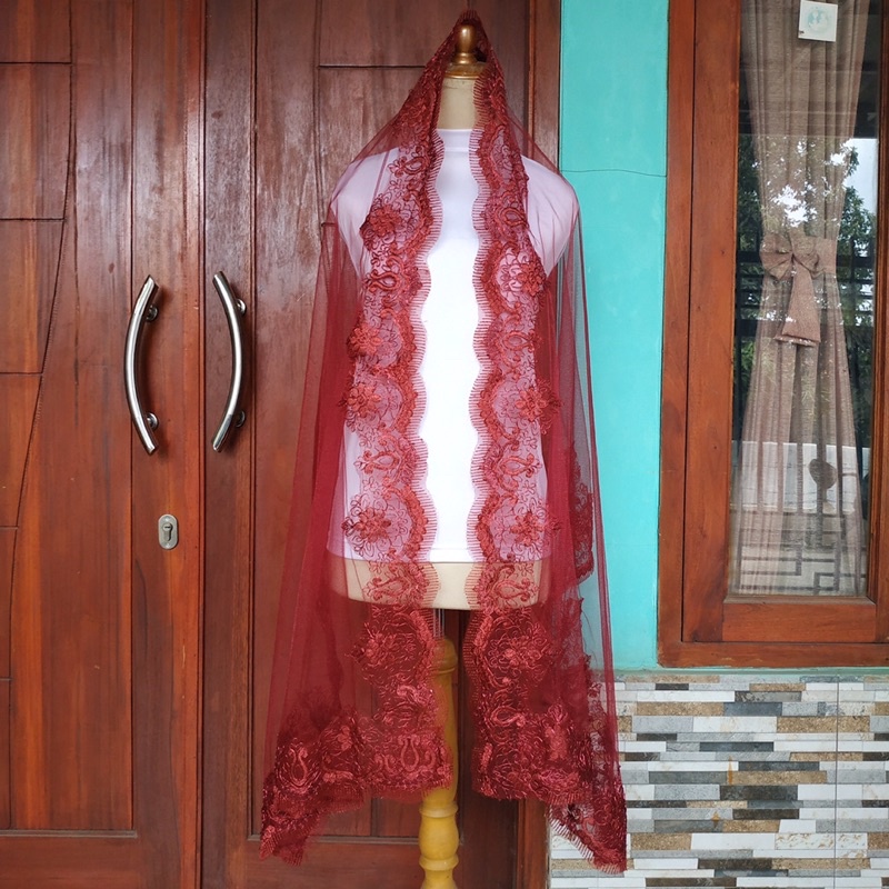 Ready Veil Pengantin Prancisan / Kerudung Akad Nikah / Selendang Slayer / Wedding Veil