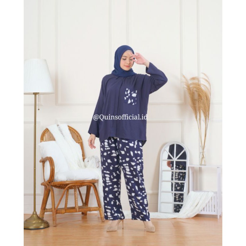 One Set Kemeja Oversize Kemeja Wanita Setelan Busui One Set Rayon Setelan Wanita Baju Cewek Panjang