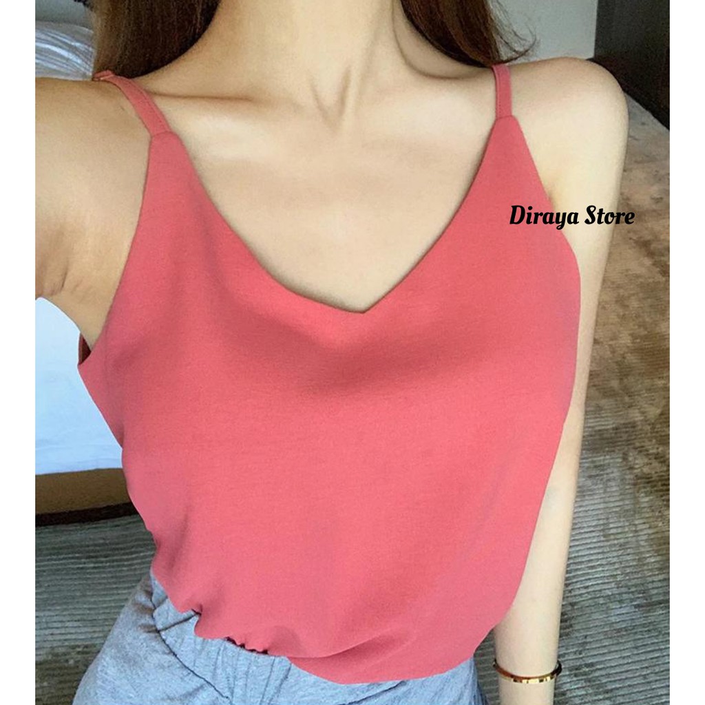 Diraya Tank Top Korean Style Bahan Crepe Catarina Premium-Pink Rouge