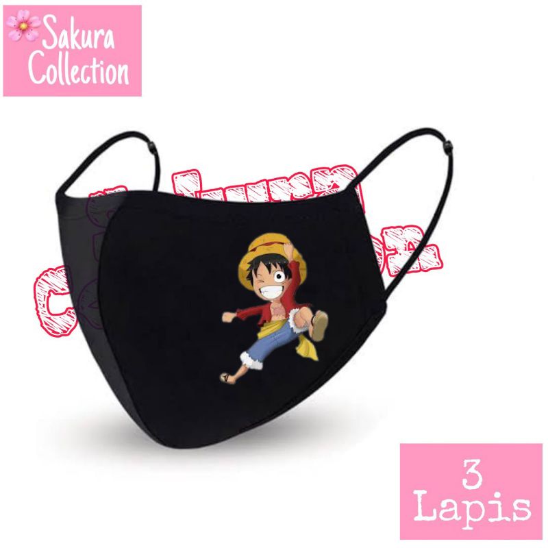 Masker Kain 3 Lapis - Anime One Piece Luffy