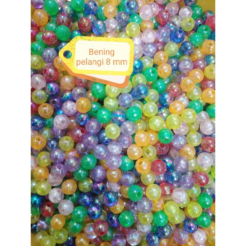 Grosir Mote manik bulat candy pelangi 6 mm / 8 mm