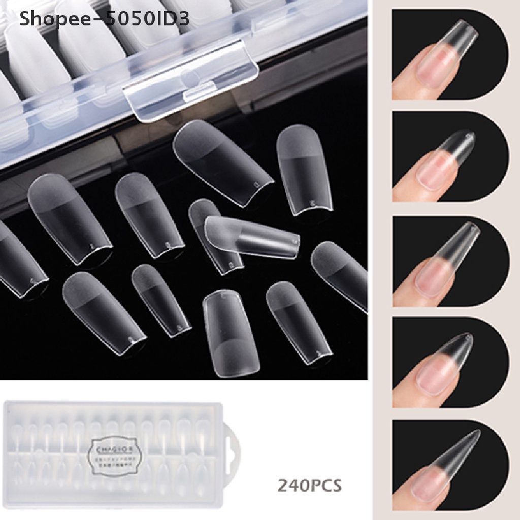 (ko) 240pcs / Set Kuku Palsu Akrilik Full Cover Untuk Nail Art