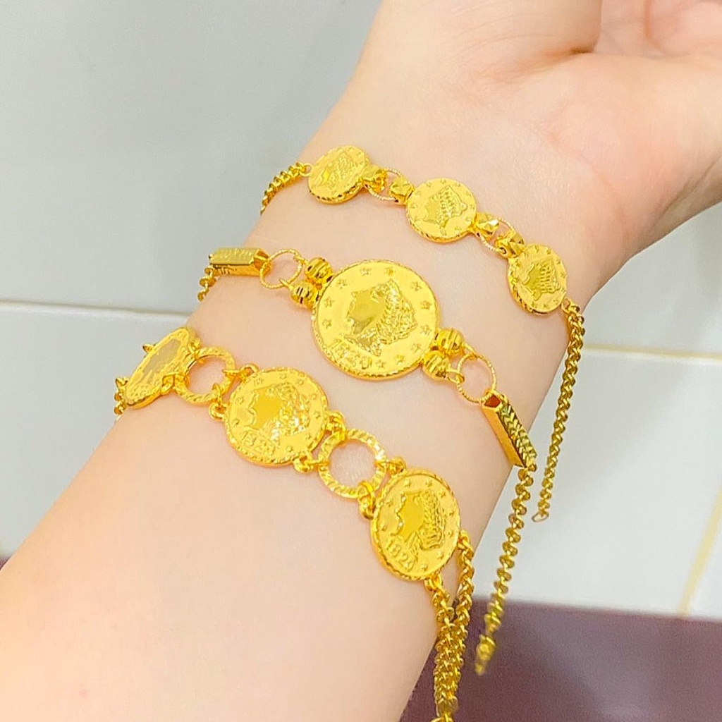 Gelang koin anak dan dewasa emas asli kadar 700 70 16k rantai tangan coin logam victorian vintage 3 4 5 gram gr g permata gold kuning