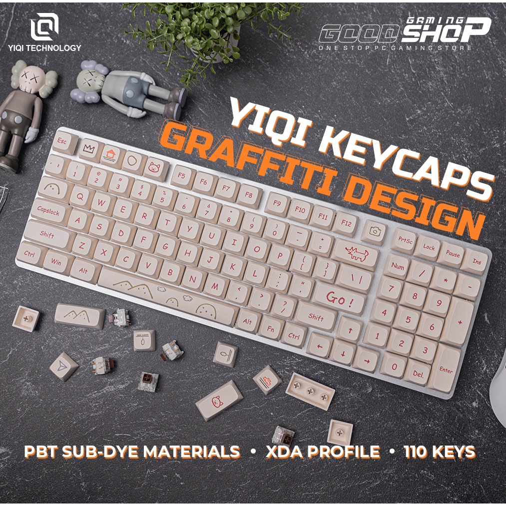 Yiqi Keycaps Graffiti PBT Dye-Sub XDA Profile