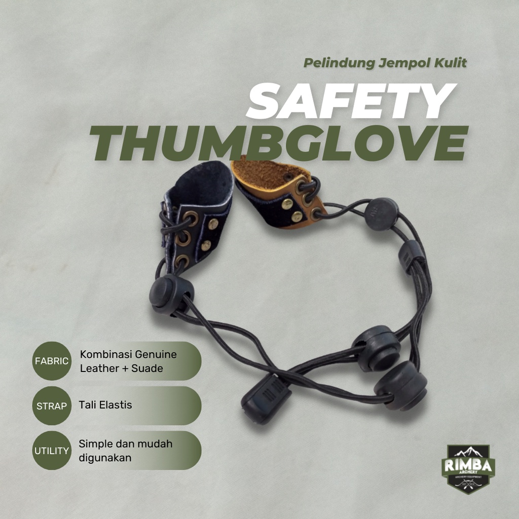 Safety Thumb Glove Panahan / Pelindung Jempol Panahan Kulit Asli / Thumbring / Archery