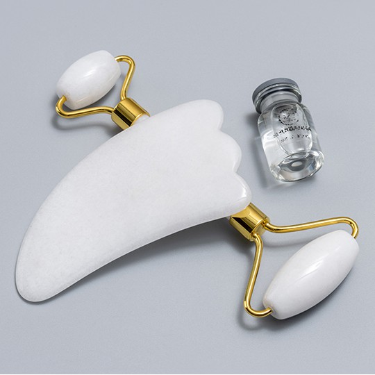 Gua Sha &amp; Roller Facial Massage - White Jade