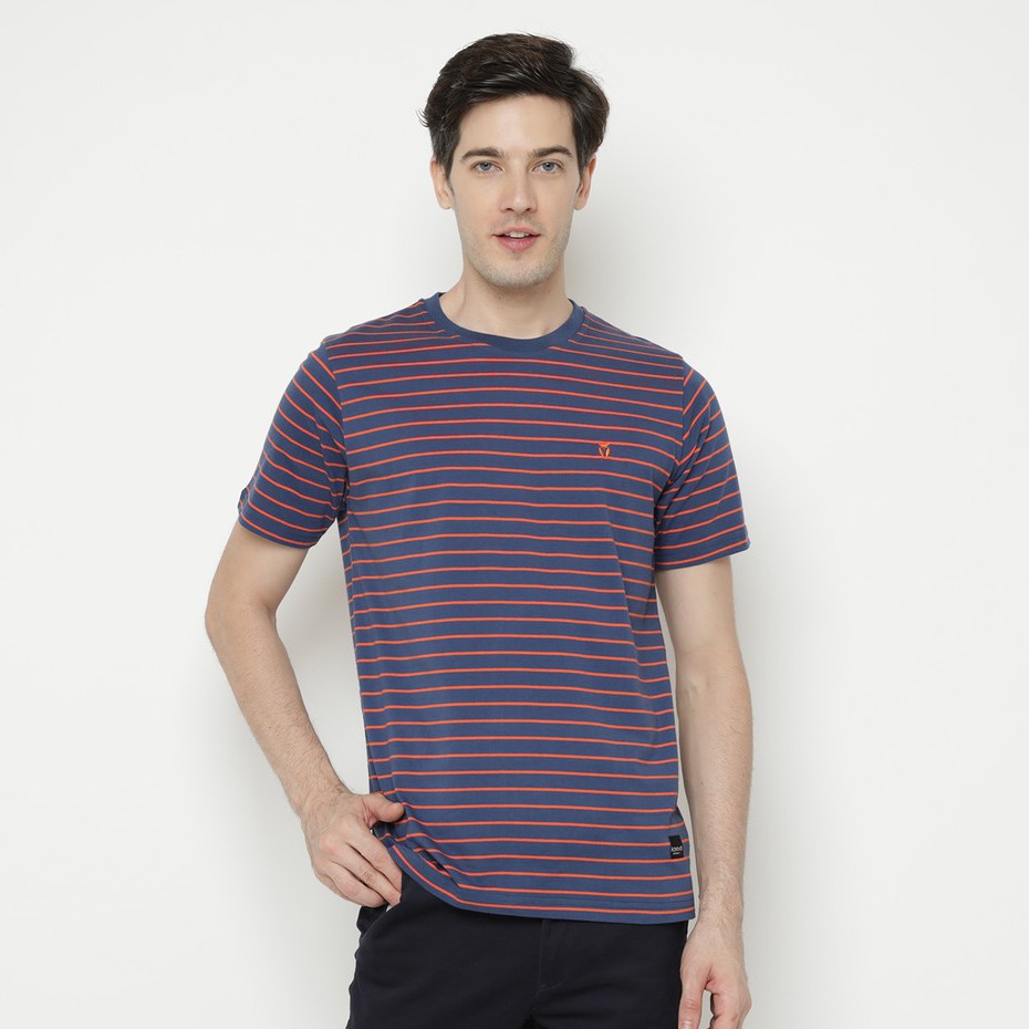 

AXTON Kaos T-Shirt Stripe Pria Katun #XOM003-GREEN BLACK & #XOM003-BLUE ORANGE