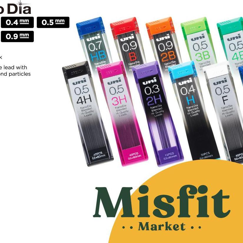 

NEW !!! 12.12 UNI NANO DIA Pencil Lead Refill 0.3 0.4 0.5 0.7 0.9 mm isi pensil mekanik kuru toga kurutoga pilot zebra NanoDia [KODE ]