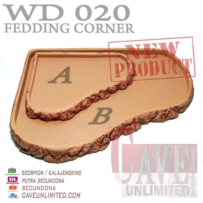 wd020b feeding corner dish tempat makan pakan sudut hewan reptile kura
