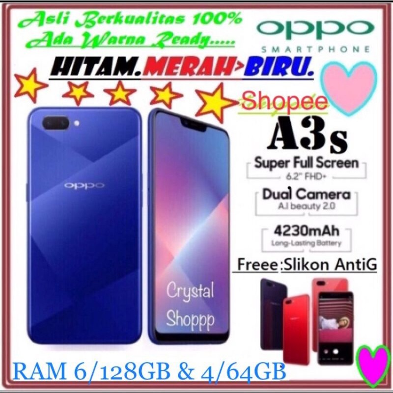 OPPO A3s ORI RAM 6/128GB &amp; 4/64GB BARU FULLSET SEGEL GARANSI 1TAHUN ASLI BERKUALITAS 100%