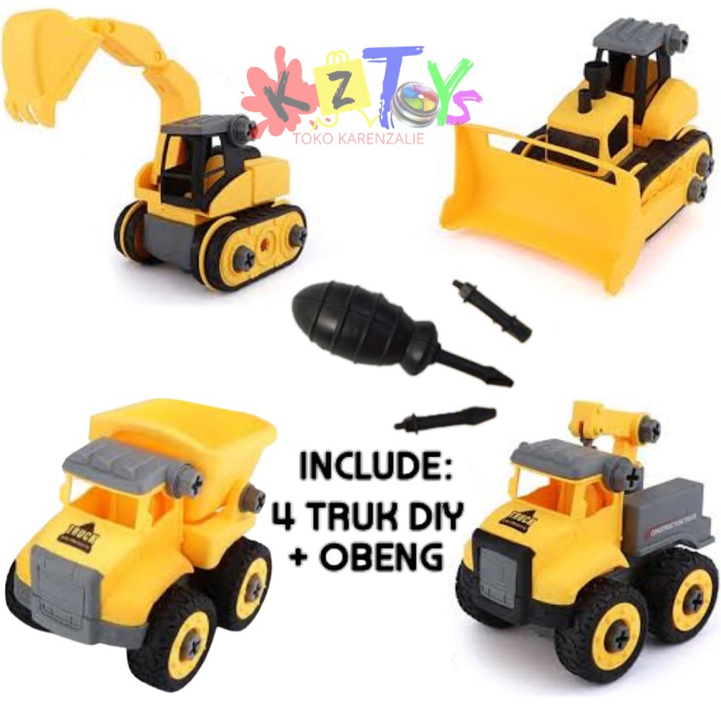 MAINAN 4 IN 1 DIY TRUCK ASSEMBLY PLAY SET MAINAN BONGKAR PASANG ZAP NO.EN71/RL589-12D