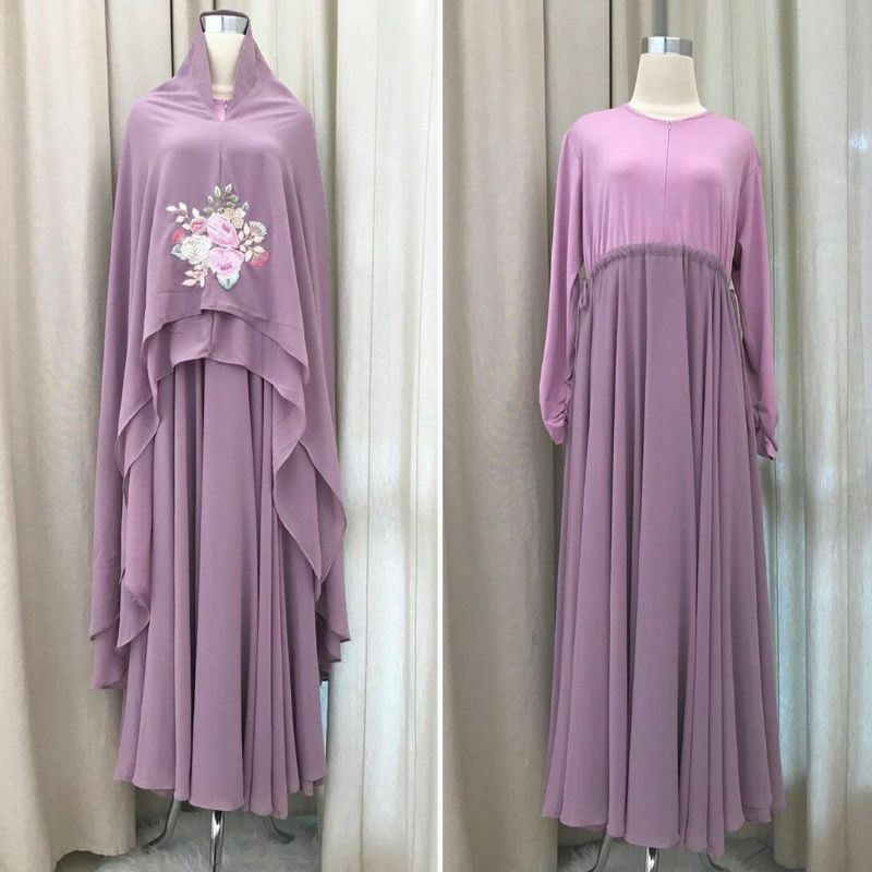 Preloved Syameela SET Syari by Mustbe Hijab (Gamis Khimar PL Preloved Second Branded)