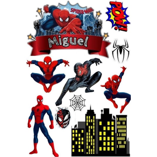 Topper kue spiderman / hiasan kue karakter spiderman