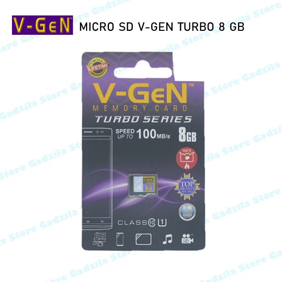 Micro SD VGEN 8 GB TURBO Class 10 | microSD HC V-Gen 8GB Class10