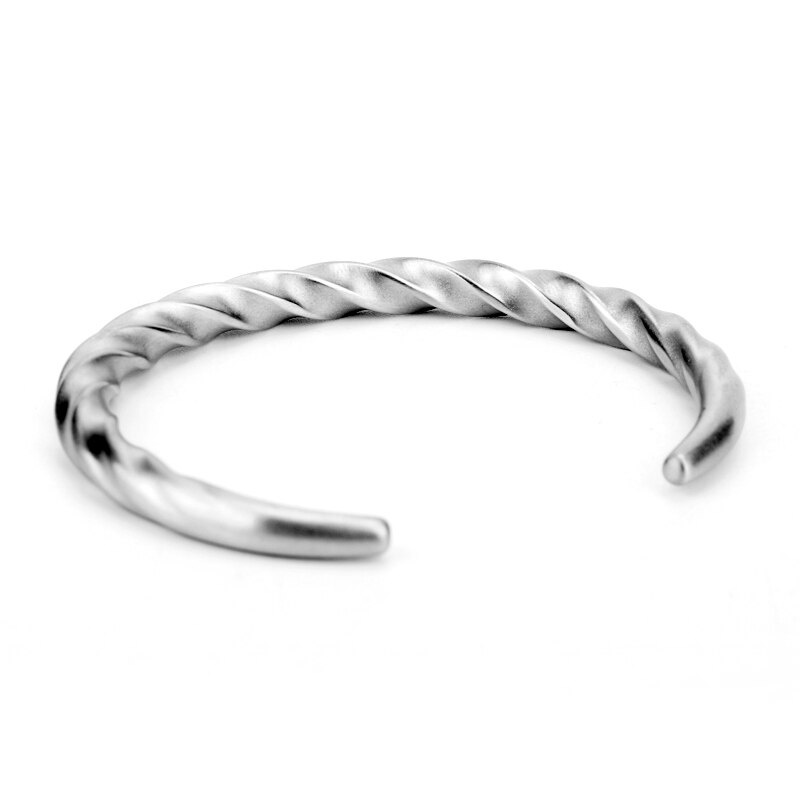 Gelang Bangles Bahan Titanium Steel Warna Silver Gaya Hip Hop Untuk Pria Dan Wanita