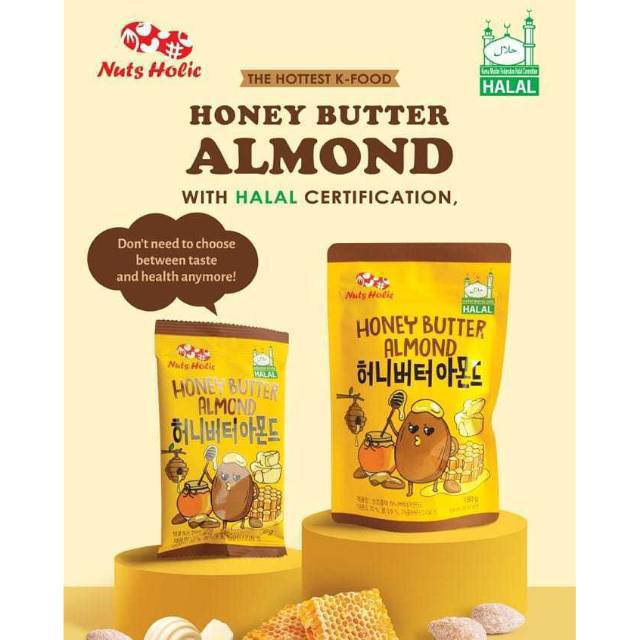 

Halal Honey Butter Almond Nuts Holic Hot Spicy Strawberry Almond 180 gr EXP 2024