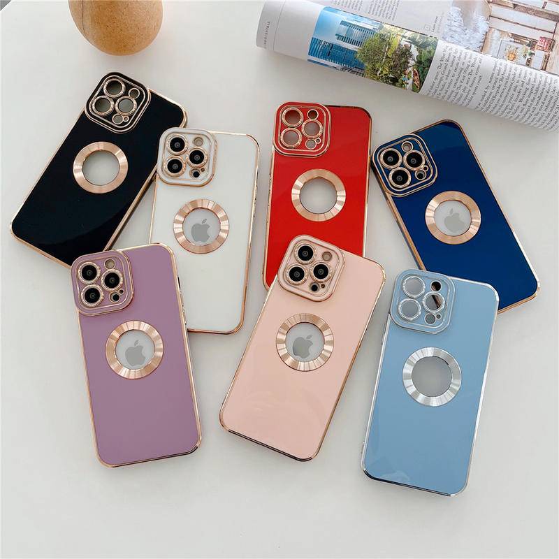 Soft Case Silikon Plating Polos Cover Proteksi Belakang Hp Untuk iPhone 12 / 13pro / Max / 13